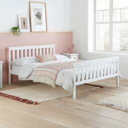 Oxford - Double - Low Foot End Bed - White - Wooden - 4ft6 - Happy Beds - thumbnail 1