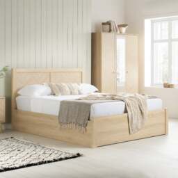Herringford – King Size – Ottoman Storage Bed – Oak – Wooden – 5ft - Happy Beds