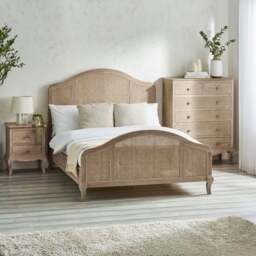Fleur - Double - Rattan Wooden Bed - Light Oak - Wooden - 4ft6 - Happy Beds - thumbnail 1