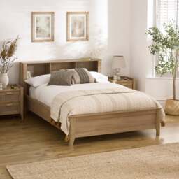 Sydney - King-Size - Rattan Oak-Effect Bookcase Bed - Oak - Wooden - 5ft - Happy Beds - thumbnail 1
