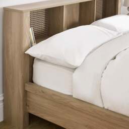 Sydney - King-Size - Rattan Oak-Effect Bookcase Bed - Oak - Wooden - 5ft - Happy Beds - thumbnail 2