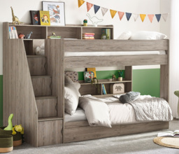 Tuscan - Single - Staircase Bunk Bed - Grey Oak - Wooden - 3ft - Happy Beds - thumbnail 3
