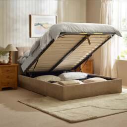 Peggy - King Size - Ottoman Storage Bed - Stone - Fabric - 5ft - thumbnail 2