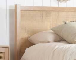 Croxley - Double - Bed Frame - Oak - Rattan Wood - 4ft6 - Happy Beds - thumbnail 7