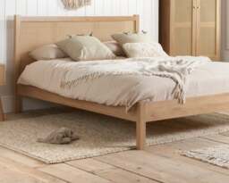 Croxley - Double - Bed Frame - Oak - Rattan Wood - 4ft6 - Happy Beds - thumbnail 6
