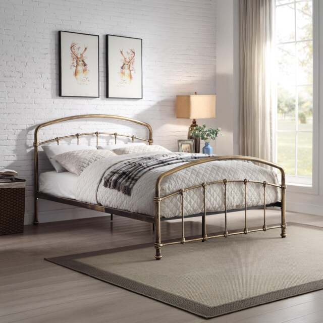 Mostyn - Double - Decorate Metal Bed - Antique Bronze - Metal - 4ft6 - Happy Beds - image 1