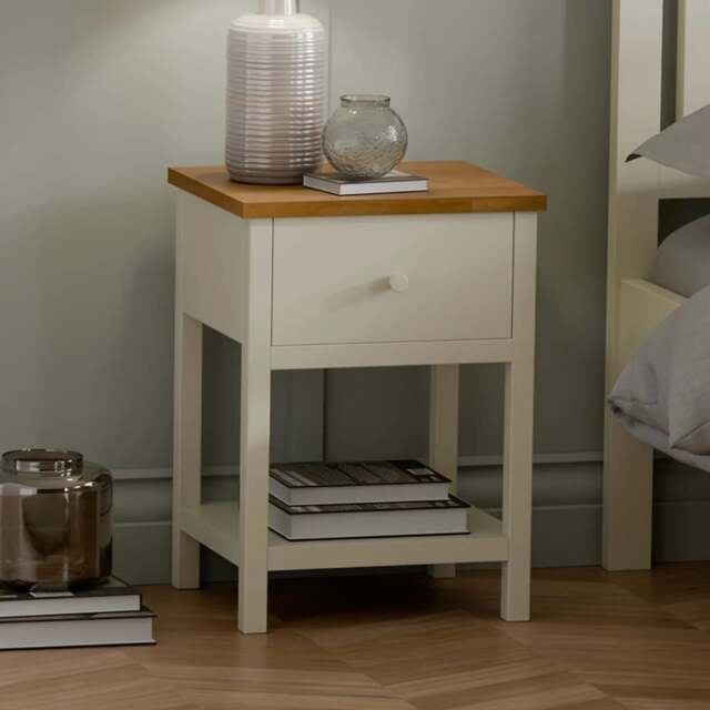Coxmoor 1-Drawer Bedside Table - Oak - Wooden - Happy Beds - image 1