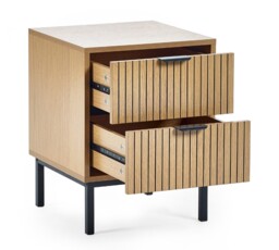 Sia – 2-Drawer Bedside Table – Oak/Black – Wood/Metal - Happy Beds - thumbnail 4