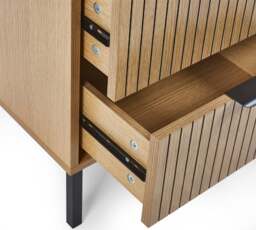 Sia – 2-Drawer Bedside Table – Oak/Black – Wood/Metal - Happy Beds - thumbnail 5
