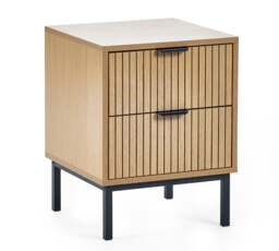 Sia – 2-Drawer Bedside Table – Oak/Black – Wood/Metal - Happy Beds - thumbnail 3