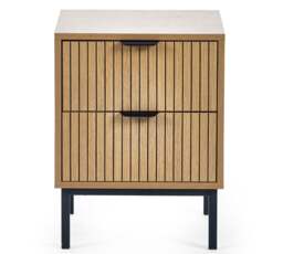 Sia – 2-Drawer Bedside Table – Oak/Black – Wood/Metal - Happy Beds - thumbnail 7