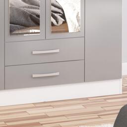 Lynx - 4 Door 2 Drawer Wardrobe With Mirror - White/Grey - Mirror/Wooden - Happy Beds - thumbnail 5