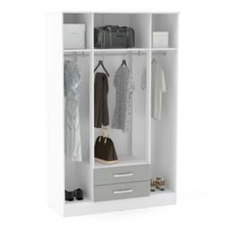Lynx - 4 Door 2 Drawer Wardrobe With Mirror - White/Grey - Mirror/Wooden - Happy Beds - thumbnail 3