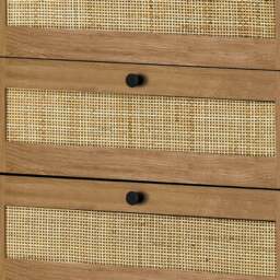 Padstow - 6 Drawer Chest - Oak - Wooden/Rattan - Happy Beds - thumbnail 4
