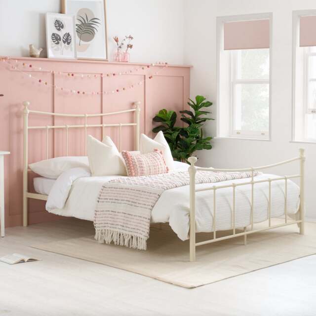 Emily - Small Double - Metal Bed - Cream White - Metal - 4ft - Happy Beds - image 1