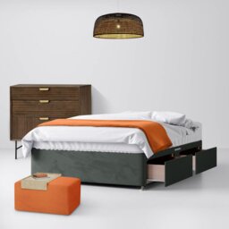 Small Single - Divan Bed - With Storage - Dark Grey - Velvet - 2ft6 - Happy Beds - thumbnail 2