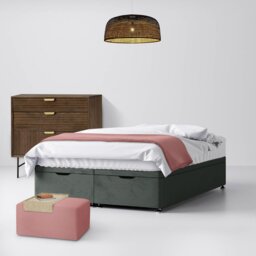 Small Single - Divan Bed - With Storage - Dark Grey - Velvet - 2ft6 - Happy Beds - thumbnail 5