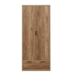 Stockwell - Rustic 2 Door Combination Wardrobe - Oak - Wooden - Happy Beds - thumbnail 4