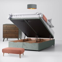 Small Single - Divan Bed - Light Grey - Velvet - 2ft6 - Happy Beds - thumbnail 4