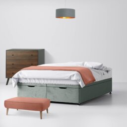 Small Single - Divan Bed - Light Grey - Velvet - 2ft6 - Happy Beds - thumbnail 5