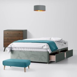 Small Single - Divan Bed - Light Grey - Velvet - 2ft6 - Happy Beds - thumbnail 2