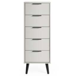 Alba – 5-Drawer Narrow Chest of Drawers – Silk Grey – Lacquered MDF - Happy Beds - thumbnail 3