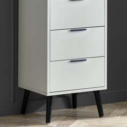 Alba – 5-Drawer Narrow Chest of Drawers – Silk Grey – Lacquered MDF - Happy Beds - thumbnail 2