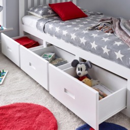Quest - Single - Storage Bed 3 Drawers - White - Wooden - 3ft - Happy Beds - thumbnail 3