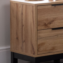 Bali - 2 Drawer Bedside Table - Oak - Wooden - Happy Beds - thumbnail 4