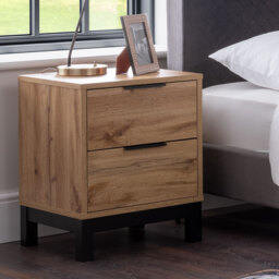 Bali - 2 Drawer Bedside Table - Oak - Wooden - Happy Beds - thumbnail 1
