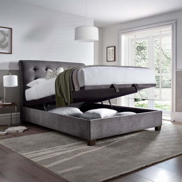 Ashbrooke - King Size - Ottoman Storage Bed - Dark Grey - Velvet - 5ft