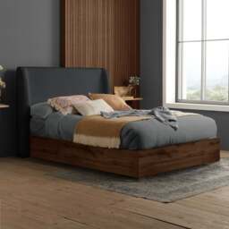 Halfden - King Size - Boucle Winged Wooden Ottoman Storage Bed - Grey - Boucle Fabric - 5ft - thumbnail 1