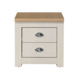 Highgate - 2 Drawer Bedside Table - Cream/Oak - Wooden - Happy Beds - thumbnail 2