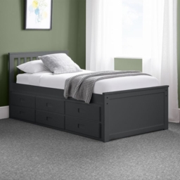 Maisie - Single - Kids Guest Bed - Storage and Underbed Trundle - Dark Grey - Wooden - Single - Happy Beds - thumbnail 2