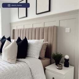 Harper - King Size - Winged Ottoman Storage Bed - Warm Stone - Velvet - 6ft - Happy Beds - thumbnail 7