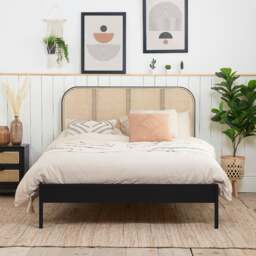 Margot - Super King Size - Rattan Bed - Black - Wooden - Low Foot-End - 6ft - Happy Beds - thumbnail 2