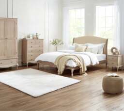 Camille - King Size - Oatmeal Cream - Fabric and Wood - 5ft - Happy Beds - thumbnail 9