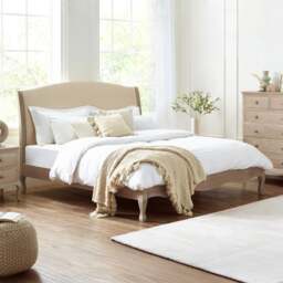 Camille - King Size - Oatmeal Cream - Fabric and Wood - 5ft - Happy Beds - thumbnail 2