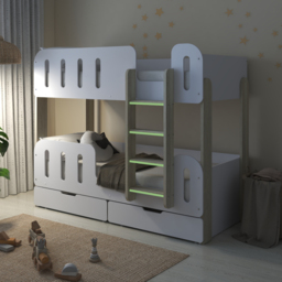 Elisa - Single – Bunk Bed with Underbed Drawers – White/Pale Wood - Particleboard - 3ft - thumbnail 3