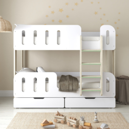 Elisa - Single – Bunk Bed with Underbed Drawers – White/Pale Wood - Particleboard - 3ft - thumbnail 4