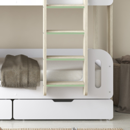 Elisa - Single – Bunk Bed with Underbed Drawers – White/Pale Wood - Particleboard - 3ft - thumbnail 8