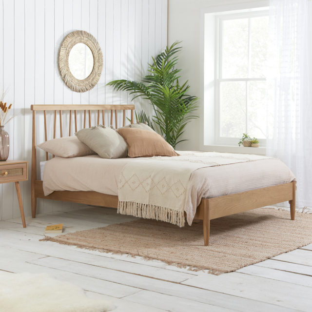 Rome - Double - Low Foot-End Bed - Oak - Wooden - 4ft6 - Happy Beds - image 1