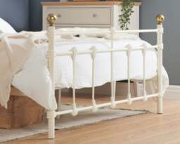 Atlas - Double - Cream Metal Bed Frame with Antique Brass Finials - Double - Happy Beds - thumbnail 4