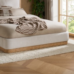 Girona - King Size - Faux Wood-Effect Fabric Trim Bed - White - Fabric - 5ft - thumbnail 5