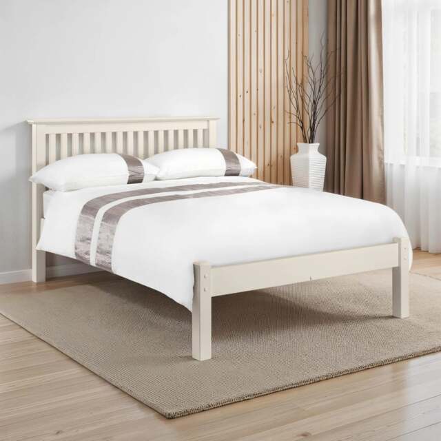 Barcelona - Double -  White Finish Solid Pine Wooden Bed Frame - Double - Happy Beds - image 1