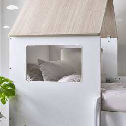 Orpheus - Single - House-Themed Midsleeper with Drawers and Shelving - Pale Wood and White - Wooden - 3ft - Happy Beds - thumbnail 4