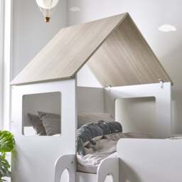 Orpheus - Single - House-Themed Midsleeper with Drawers and Shelving - Pale Wood and White - Wooden - 3ft - Happy Beds - thumbnail 3