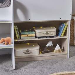 Orpheus - Single - House-Themed Midsleeper with Drawers and Shelving - Pale Wood and White - Wooden - 3ft - Happy Beds - thumbnail 7