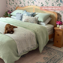 Leonie - Double - Rattan Bed - Boho Style - Oak - Wooden - Low Foot-End - 4ft6 - Happy Beds - thumbnail 3