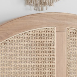 Leonie - Double - Rattan Bed - Boho Style - Oak - Wooden - Low Foot-End - 4ft6 - Happy Beds - thumbnail 6